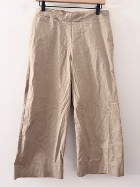 Alpha Studio beige cropped wide leg Pants elastic waist 44